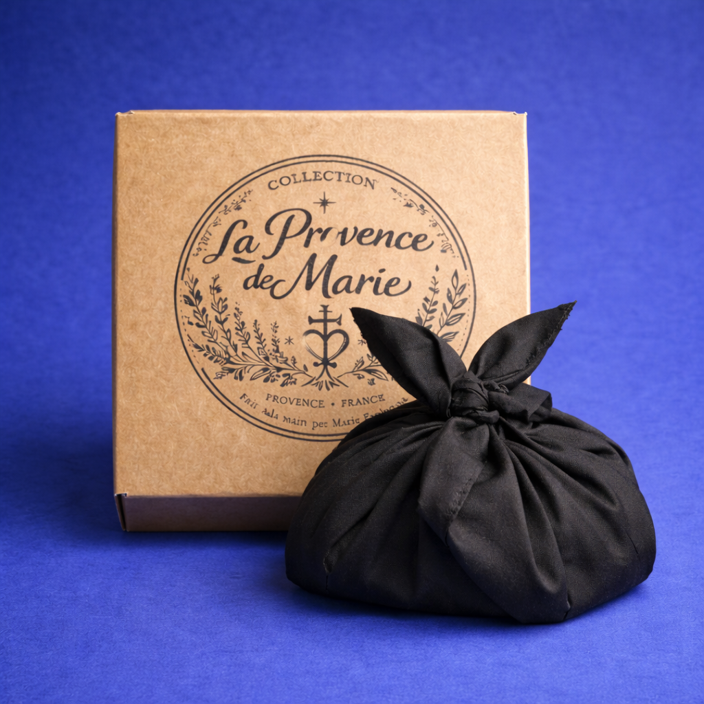 Furoshiki lavandin (pliage japonais) – soie naturelle 40×40 | La Provence de Marie Série limitée