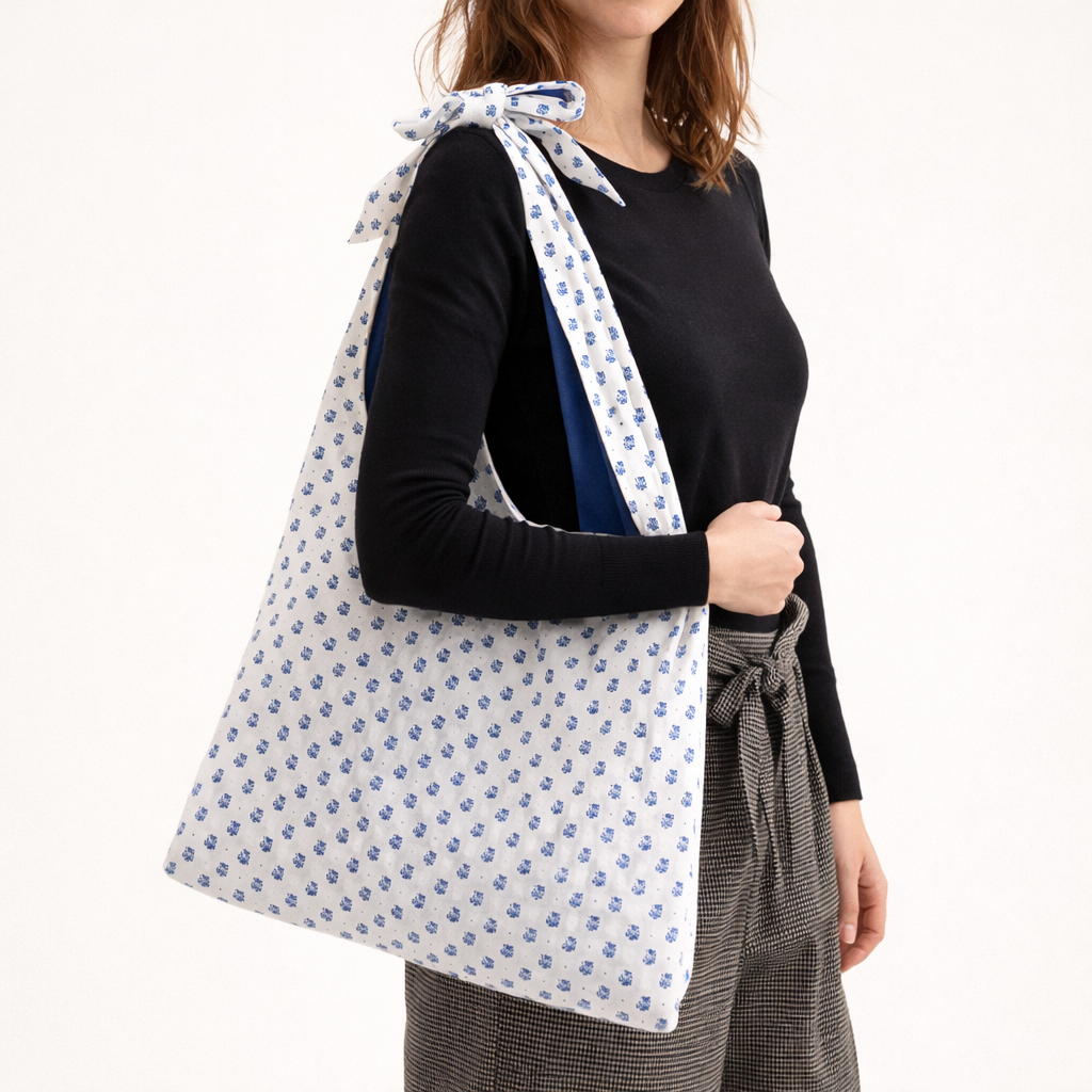 Tote bag noué à l’épaule – fait main | La Provence de Marie Série limitée