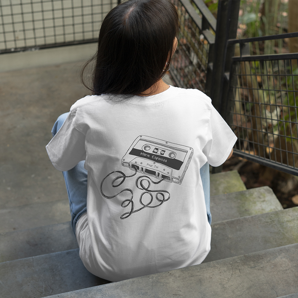 T-shirt blanc 100% coton "L'Être Libre" (taille L) | Marie Espinosa