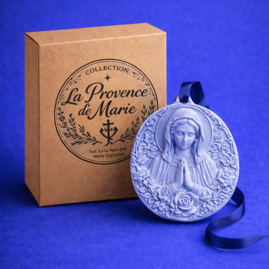 Médaillon Vierge en céramique – Diffuseur d’huiles essentielles – La Provence de Marie