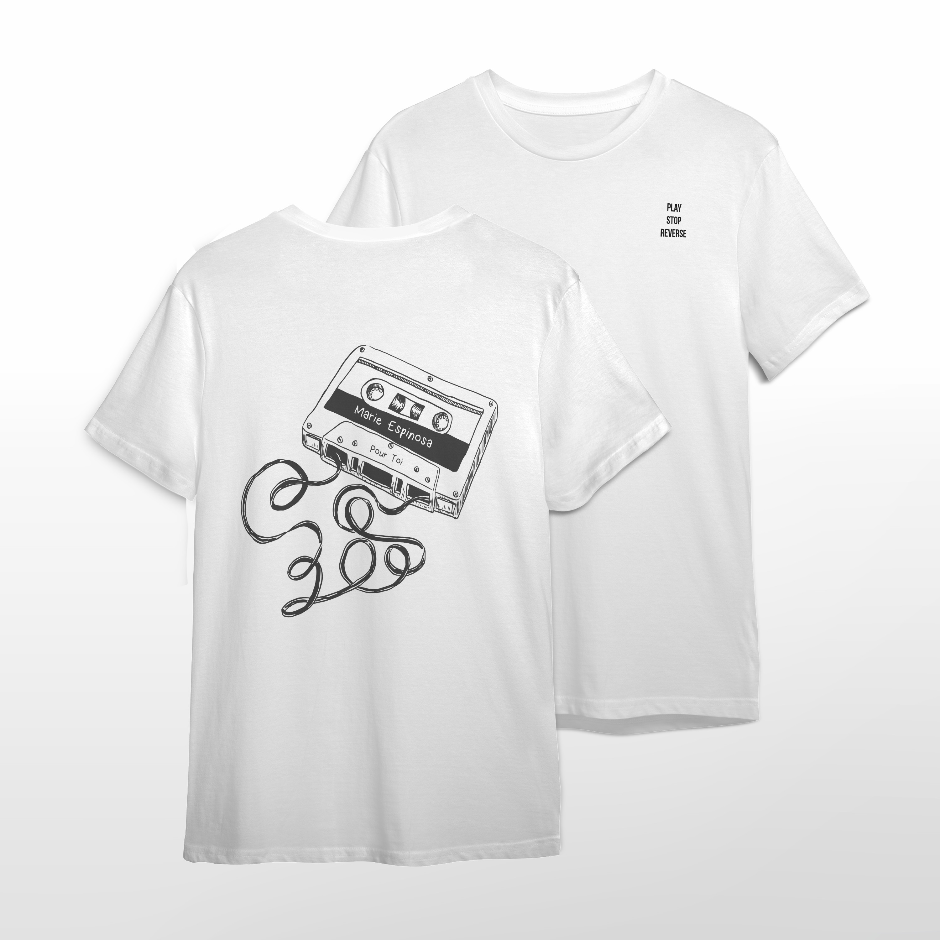 T-shirt blanc 100% coton “L’Être Libre” – Play / Stop / Reverse | Marie Espinosa